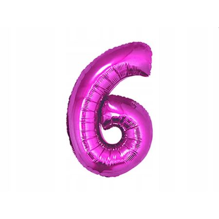 Balon foliowy Cyfra Ciemny róż "6" - Wielkość 92cm