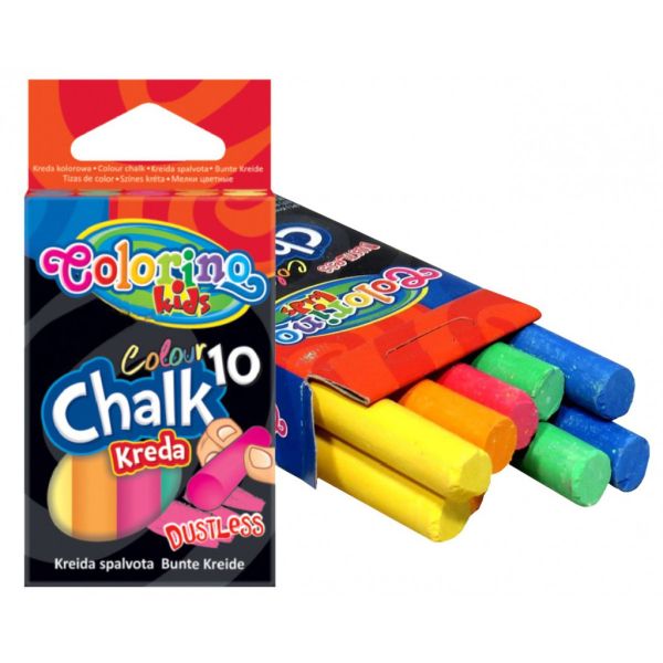 Kreda kolorowa bezpyłowa 10 sztuk Colorino