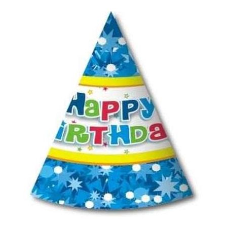 CZAPECZKI HAPPY BIRTHDAY NIEBIESKIE 6SZTUK