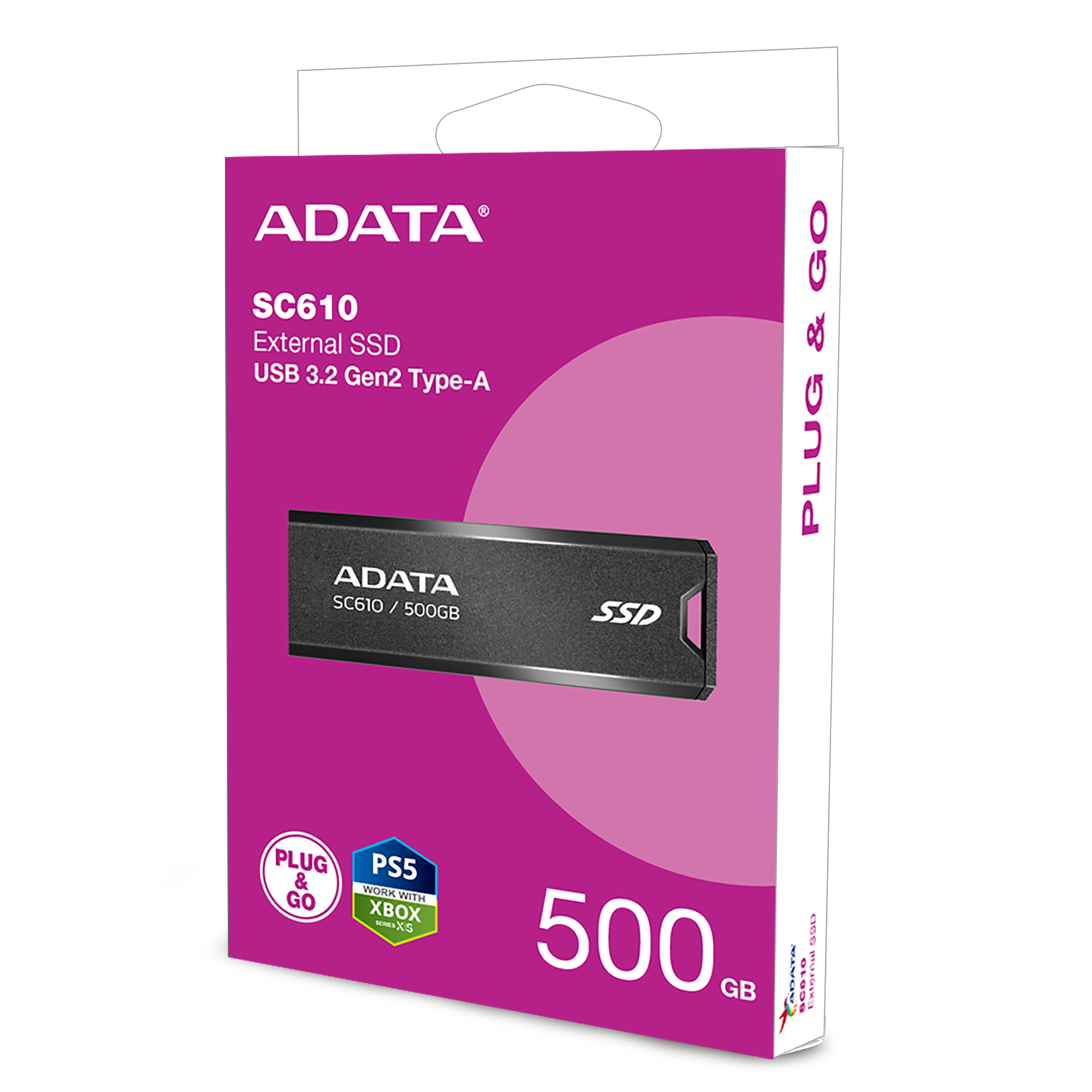 ADATA USB 3.2 SSD Pendrive 500BGB SC610 500GCBK/RD 500/550MB - Henryx24