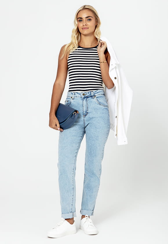 JASMINE JEANS - länger, blau