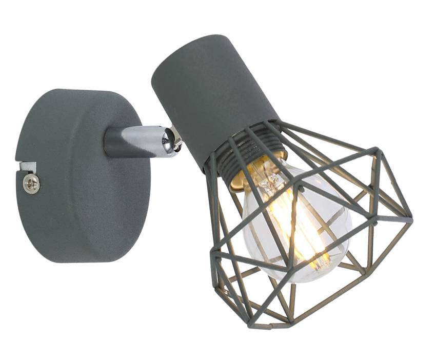 Kinkiet szary druciany pojedynczy 1X40W E14 Verve