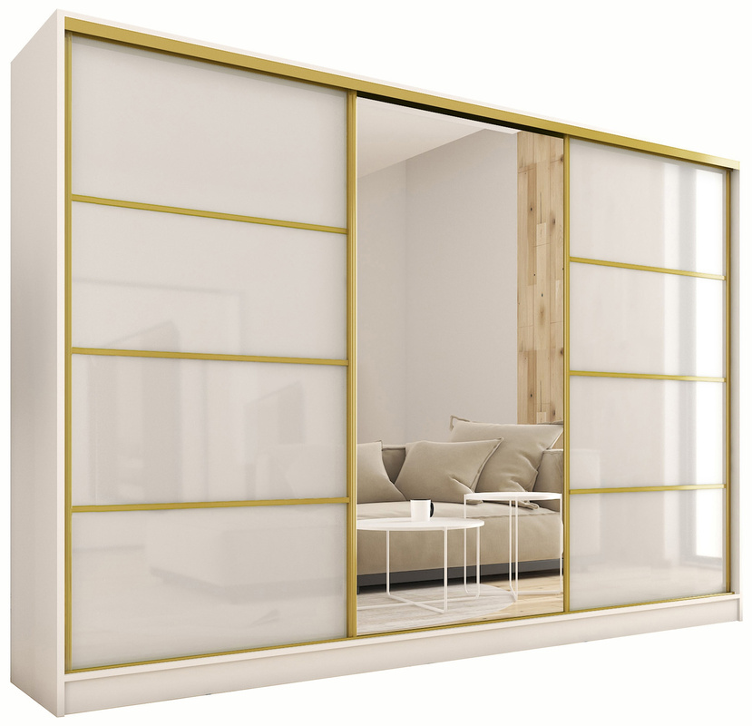Szafa przesuwna z lustrem 250 cm GOLD połysk