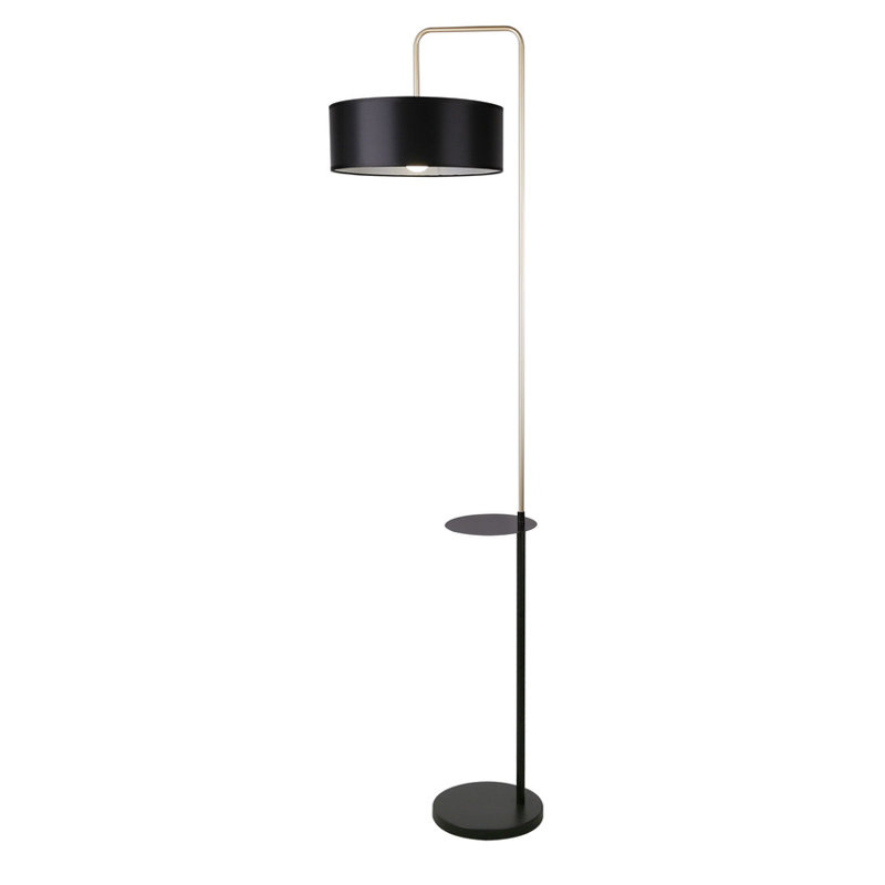 Lampa podłogowa Impact z półeczką 1xE27 czarna złota
