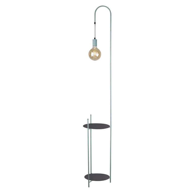 Lampa podłogowa Walk stolik czarno-zielona