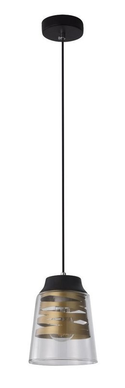 Lampa wisząca czarno-złota szklany klosz 60W E27 Fresno