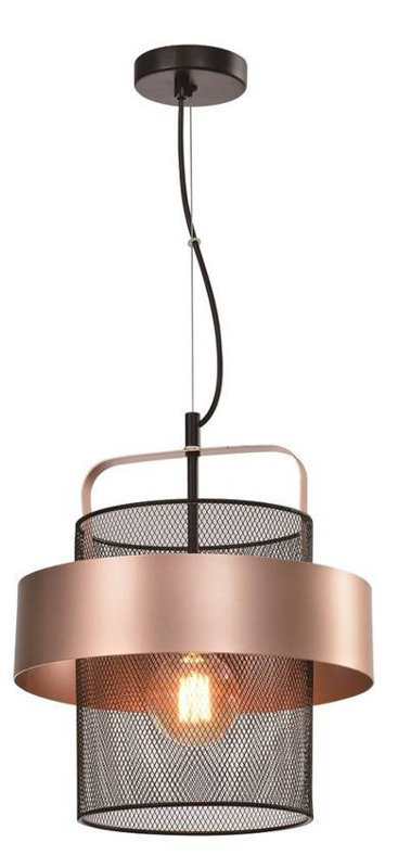 Lampa wisząca czarna/miedziana metalowy koszyk 40W E27 Fiba