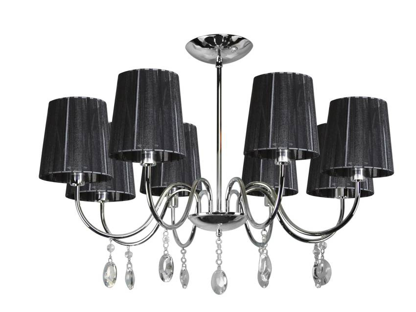 Lampa wisząca chrom/czarna z kryształkami 8x40W Sorento