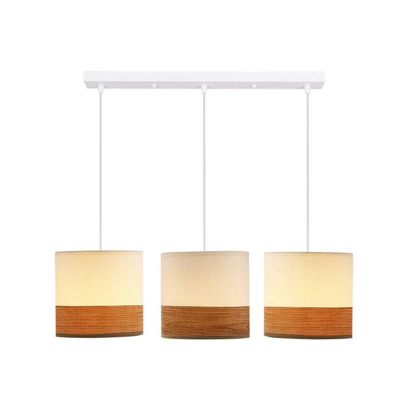 Bianco lampa wisząca biały 3x40w e27 abażur biały+orzechowy