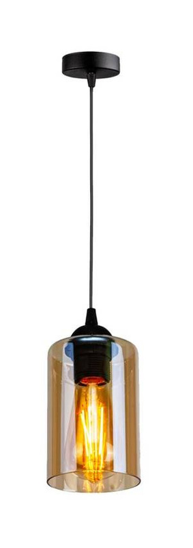 Lampa wisząca 1xE27 szklana czarno/brązowa Bistro
