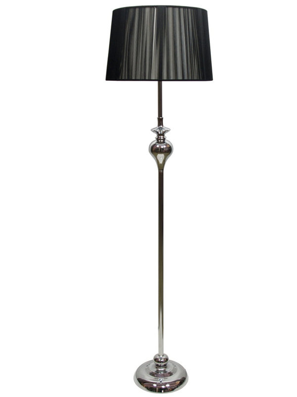 Lampa podłogowa czarna Gillenia nitkowy abażur 1xE27