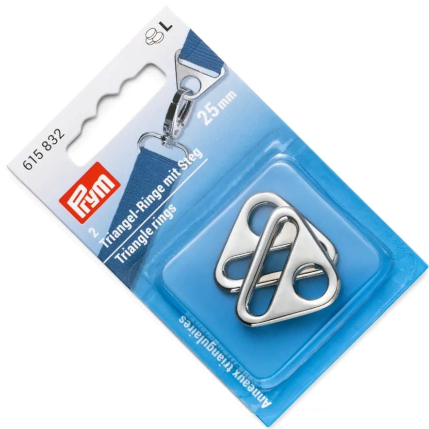 Trójkątne pierścienie do torebek 25mm srebrne 2szt PRYM 615832 .
