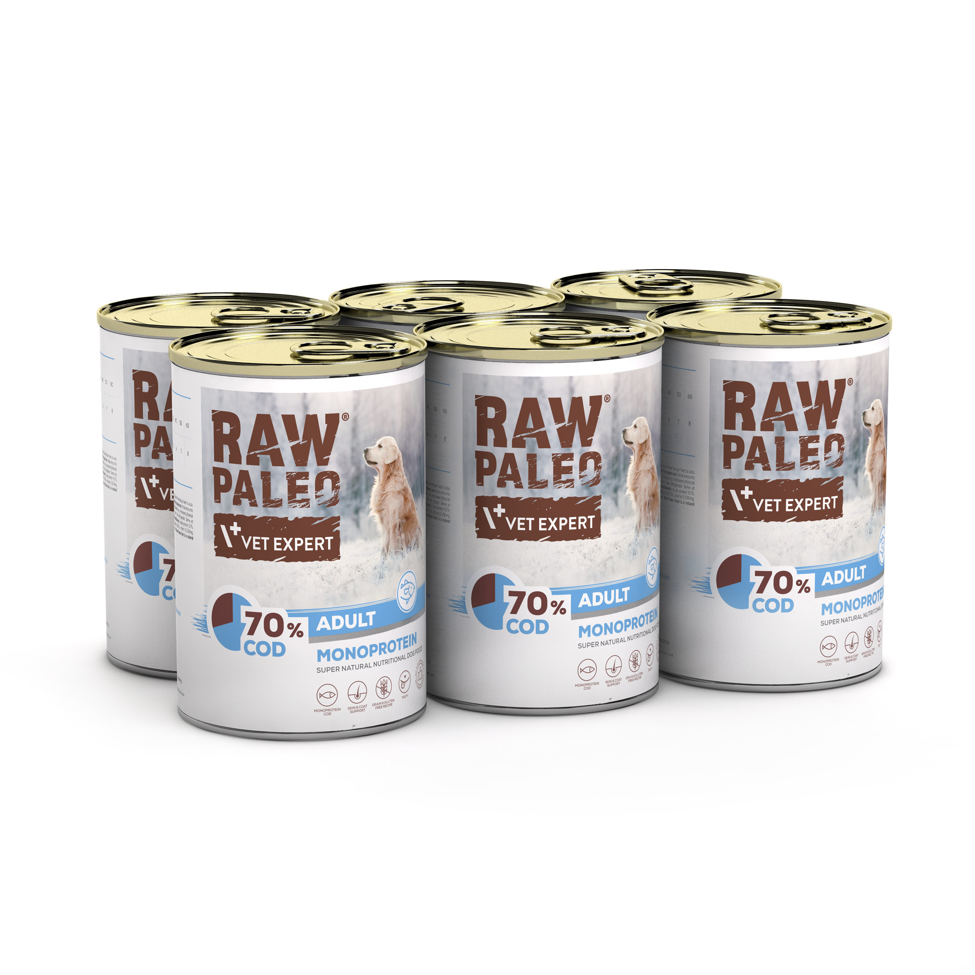 RAW PALEO ADULT DOG COD 6x400g - mokra karma dla psów dorosłych monoproteina z dorszem