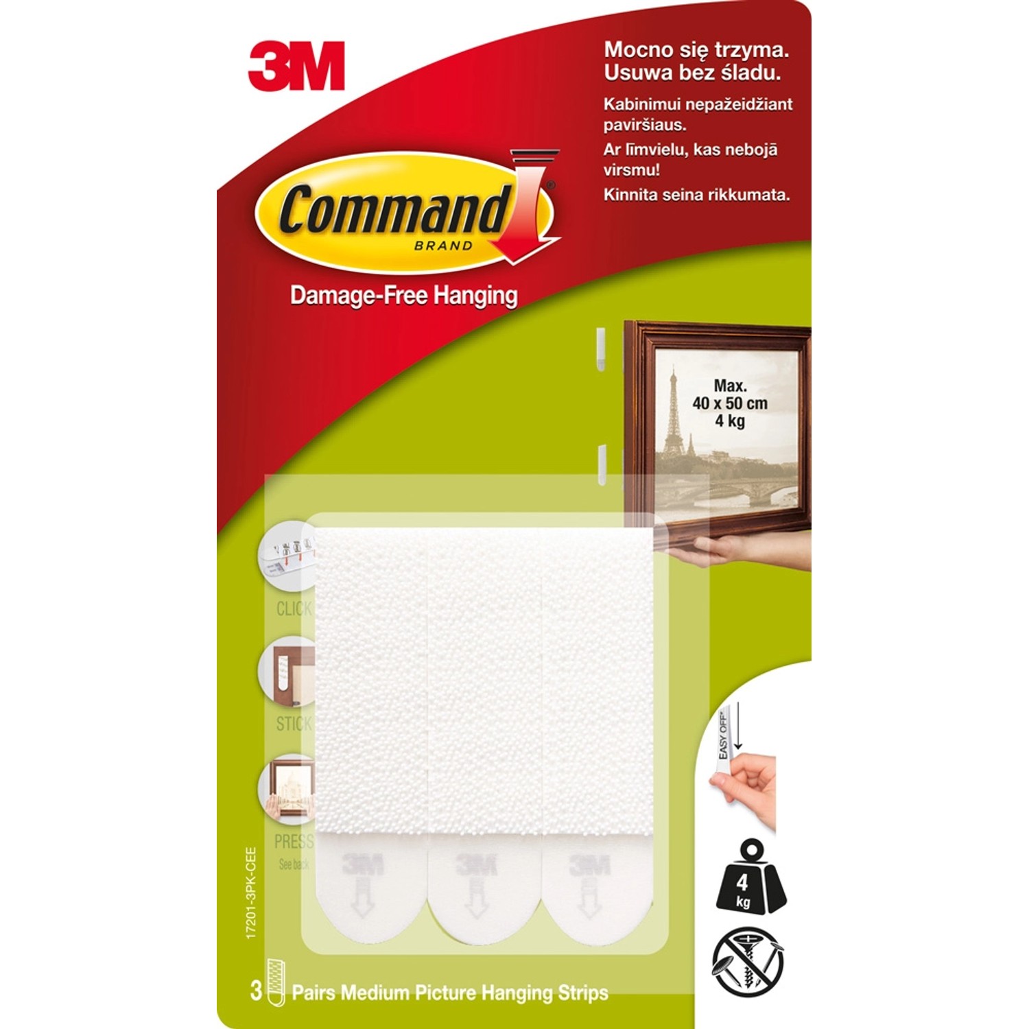 3M Command Rzepy do wieszania obrazów, białe, do 4 kg - 6 szt.