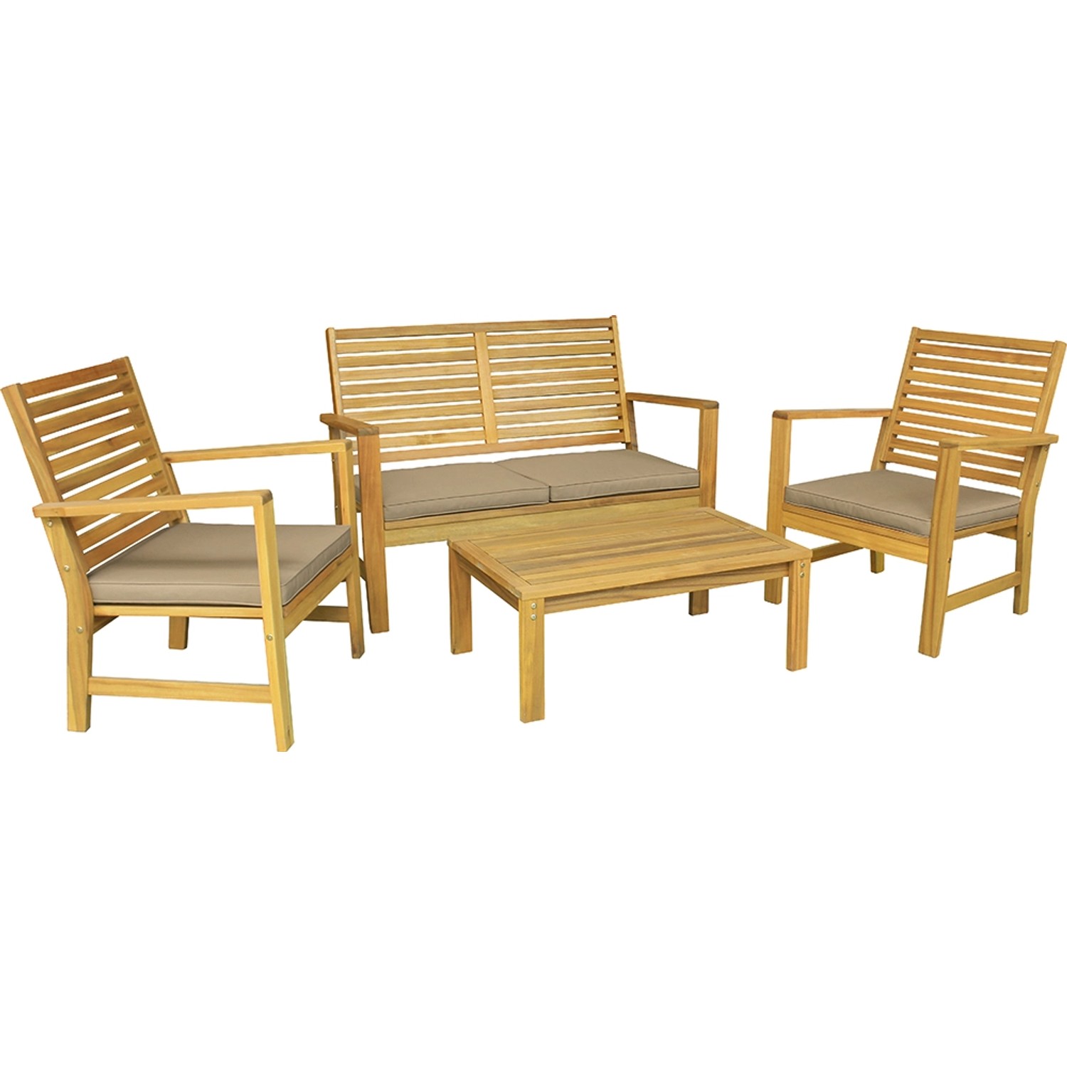 Komplet Coffee/ Alfenas Sofa 2-osobowa, 2 fotele, stolik Akacja