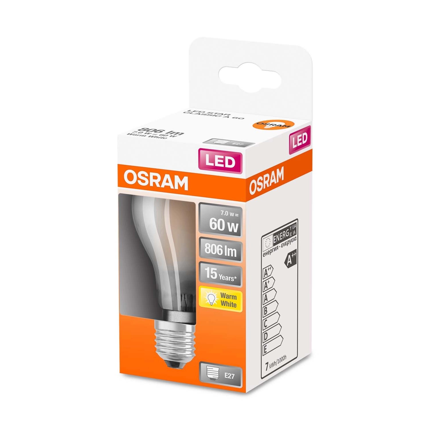 Osram Żarówka LED STAR CLASSIC A60 GL FR 7W E27 806 lm 2700K