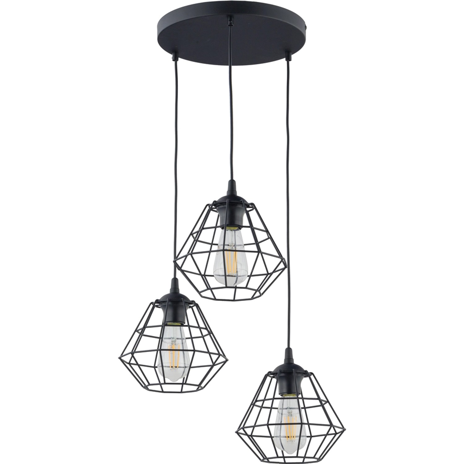 TK Lighting Lampa wisząca DIAMOND NEW koło czarna 3xE27