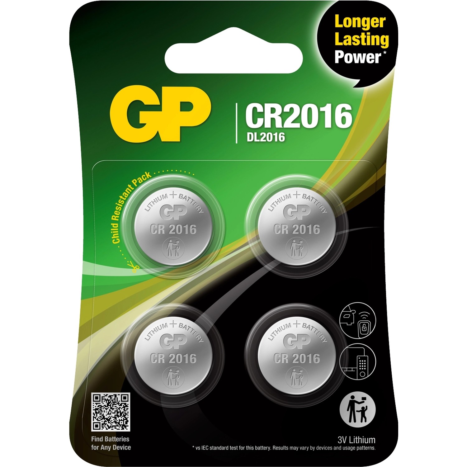 GP Baterie guzikowe CR2016 3V 4 szt