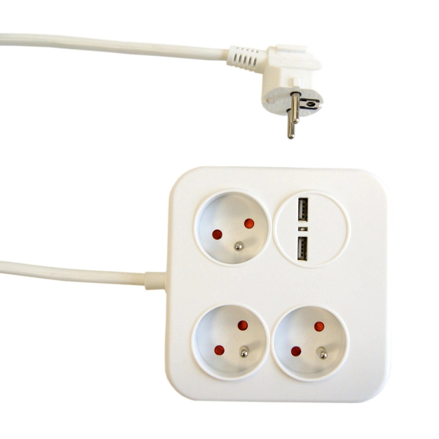 Düwi Przedłużacz biurkowy Power Square 3-gn Z/U + 2 x USB 1,4 m szary