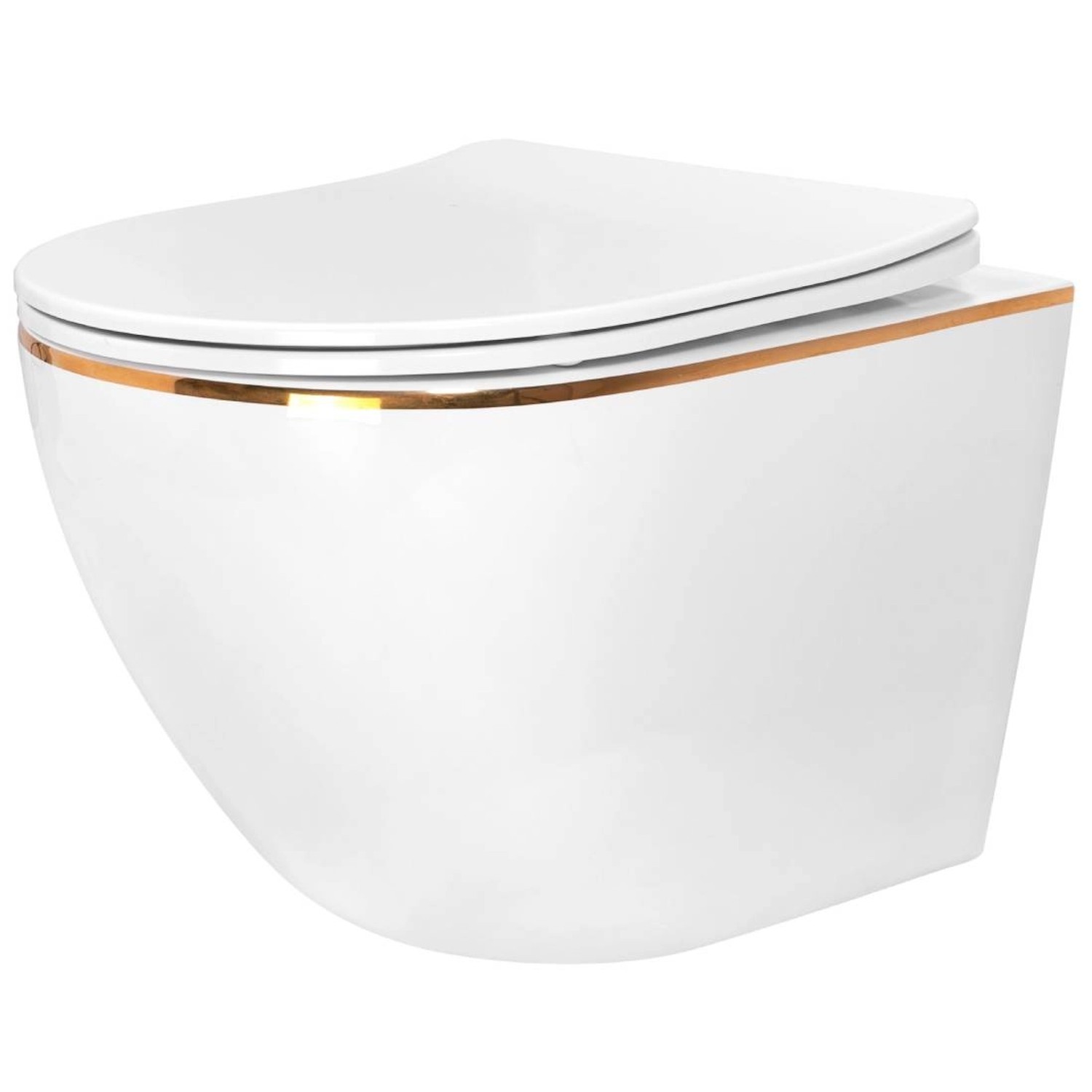 Rea Miska WC Carlo Mini Gold Edge wisząca z deską wolnoopadającą