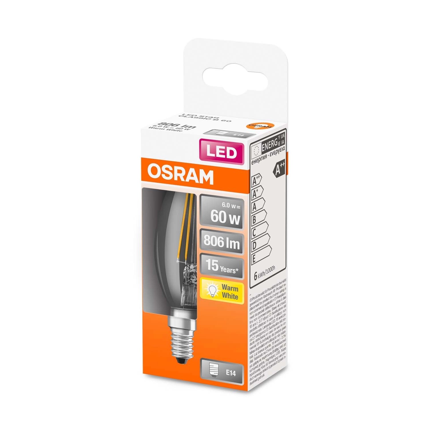 Osram Żarówka LED STAR CLASSIC B60 filament 6W E14 806 lm 2700K