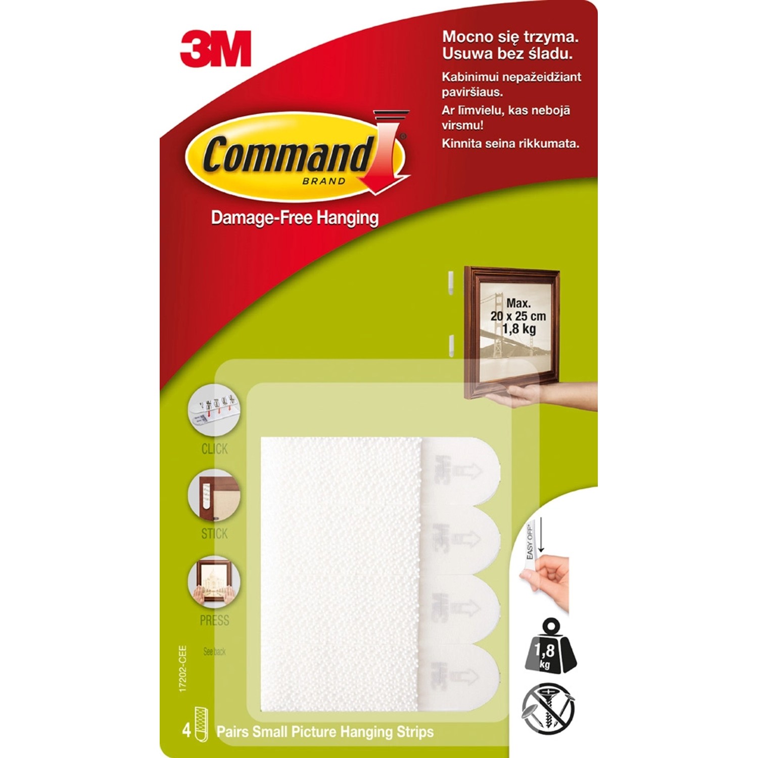 3M Command Rzepy do wieszania obrazów, białe, do 1,8 kg - 8 szt.