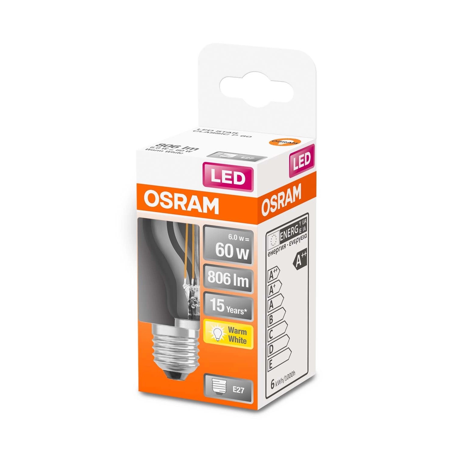 Osram Żarówka LED STAR CLASSIC P60 filament 6W E27 806 lm 2700K