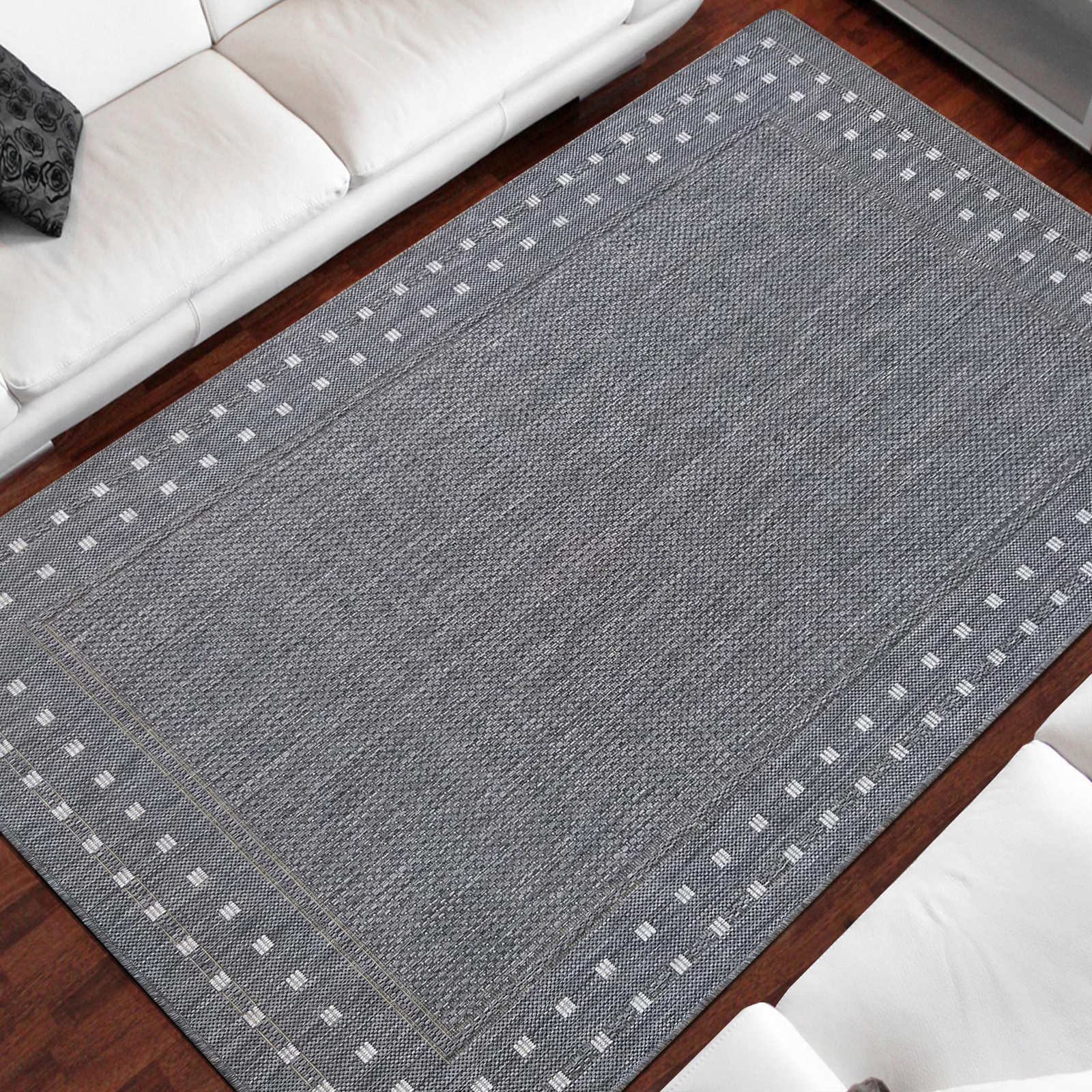 Nowoczesny dywan sznurkowy OUTDOOR dwustronny MODERN 11 Szary