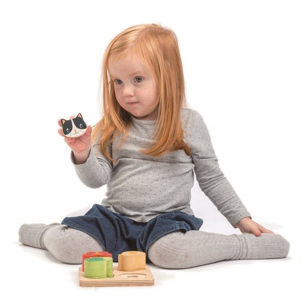 Tender Leaf Toys, Drewniana zabawka sensoryczna - Zwierzęta - kształty i faktury