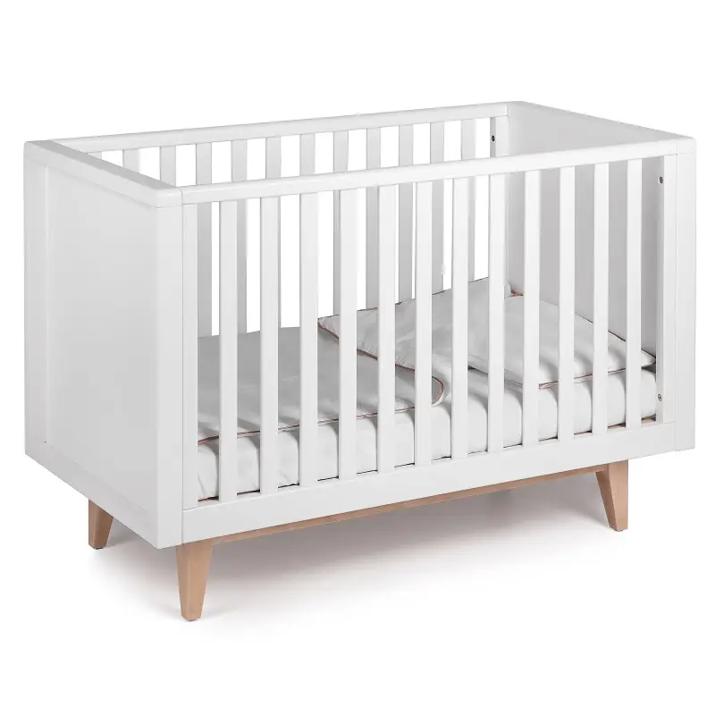 ŁÓŻECZKO SCANDY WHITE/NATURAL LEGS LB - 120x60 cm
