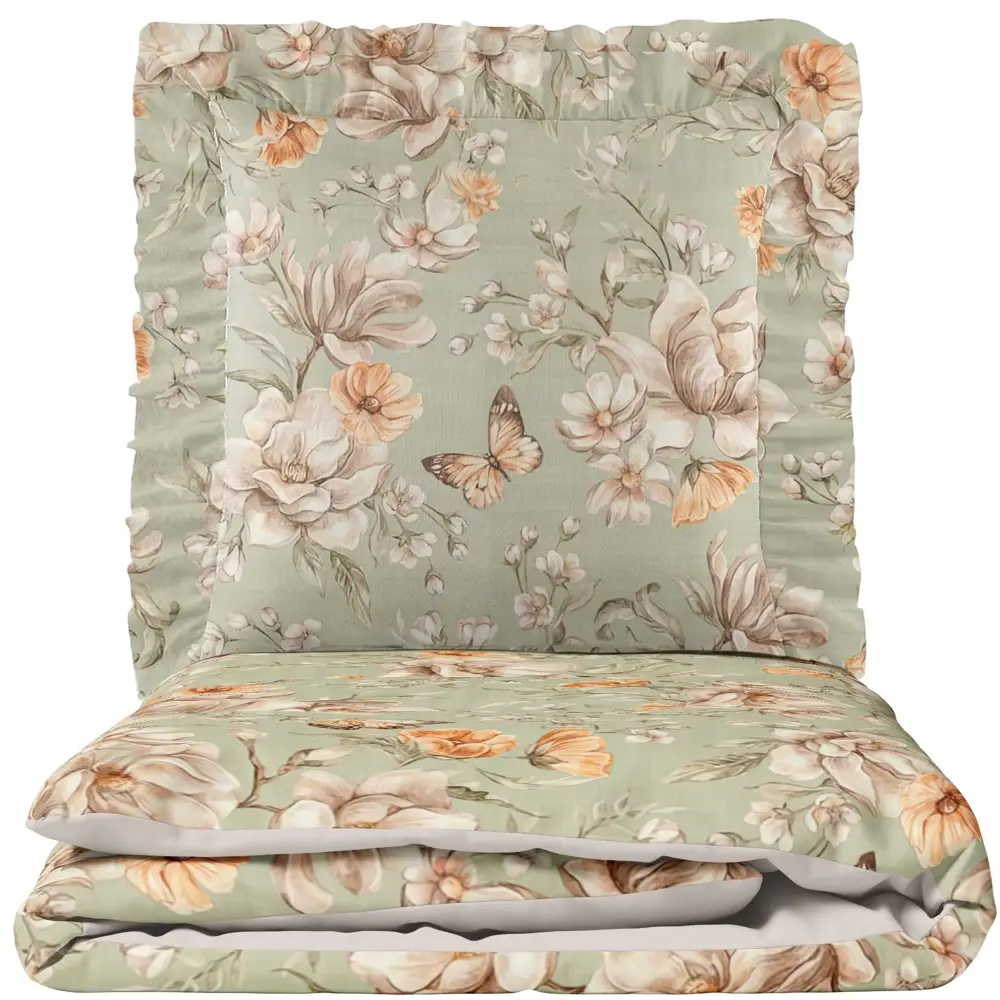 Komplet pościeli Magnolie z falbanką - 100x75 + poduszka 30x40 - Nie