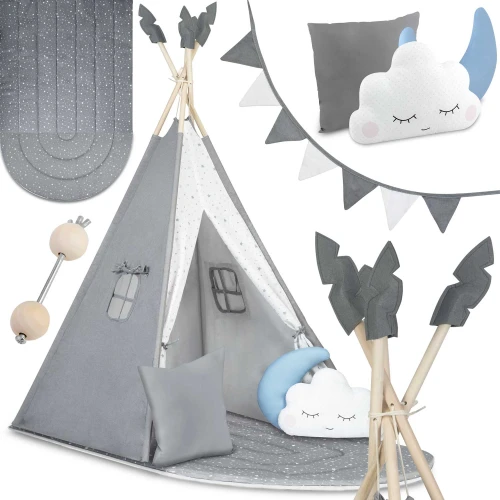 Namiot tipi szary + mata + poduszki JS