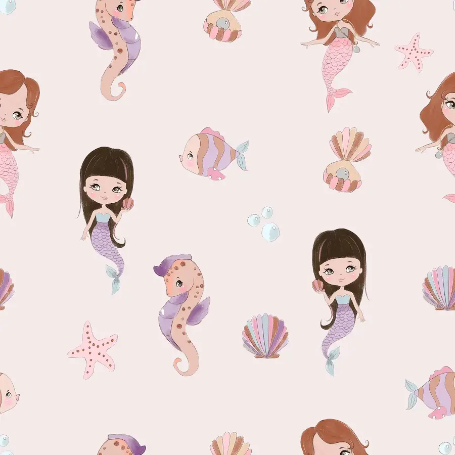 Tapeta Little Mermaid Pink BW