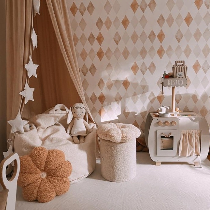 Tapeta ścienna Fairy Land Beżowe Romby BW