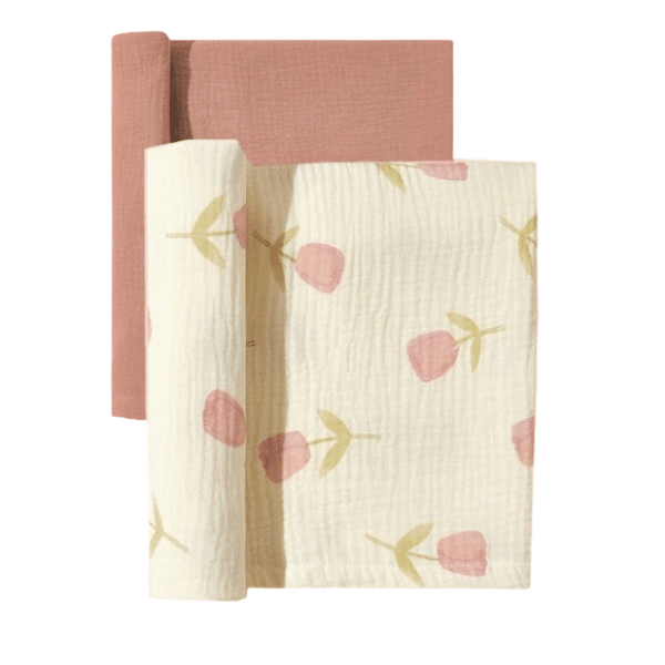 2-pack otulacz muślinowy tulipan brudny róż 85x65 cm NS