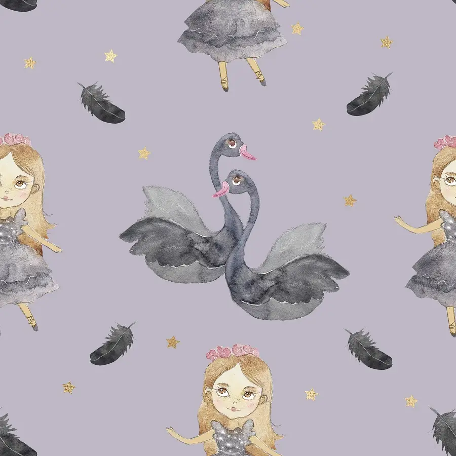 Tapeta Black Swan Grey BW