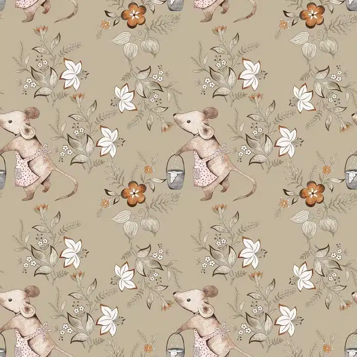 Tapeta ścienna Spring Garden Mice on Green