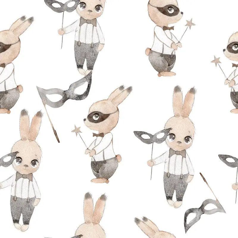 Tapeta Bunny Masquerade White BW