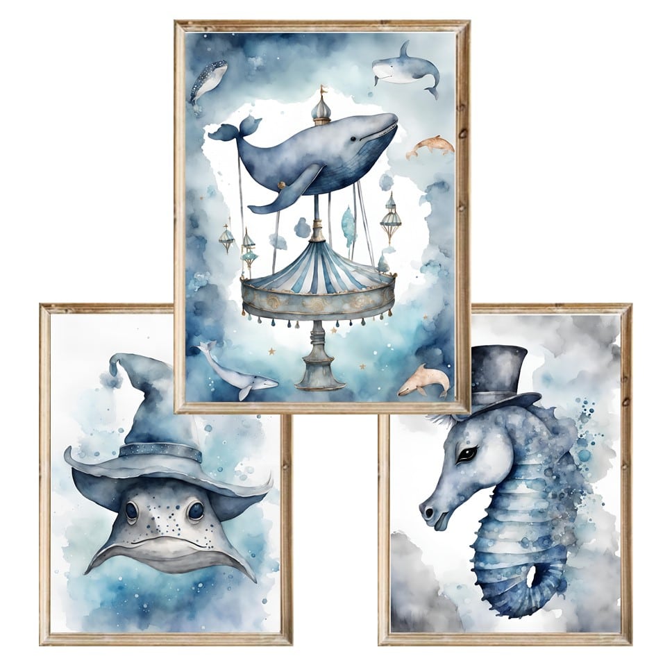Zestaw trzech plakatów dla dzieci Magic Ocean 4 - A3