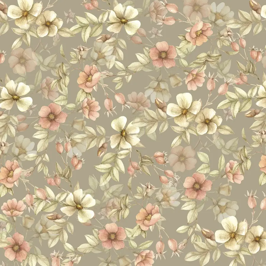 Tapeta Country Flowers on grey