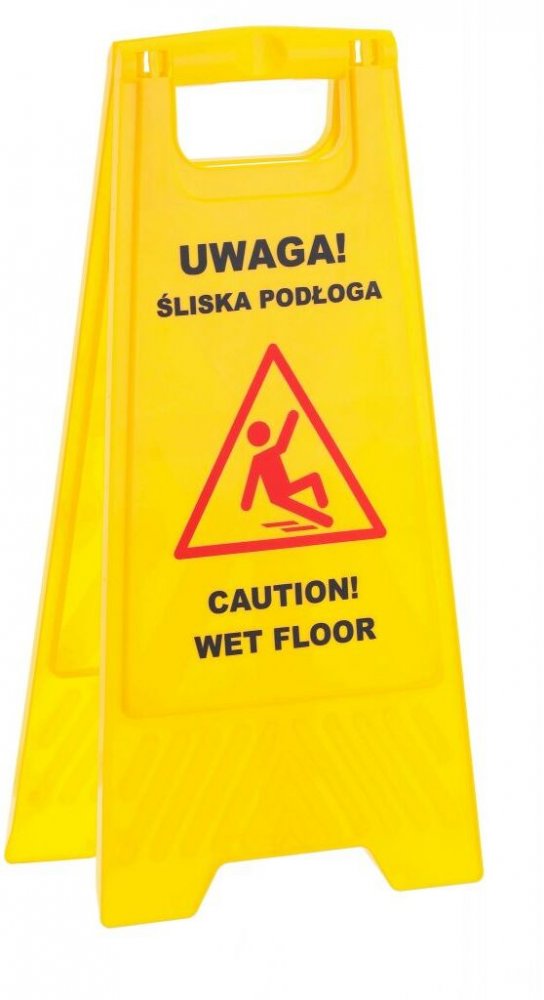 Tablica ostrzegawcza Merida, "Uwaga śliska podłoga"