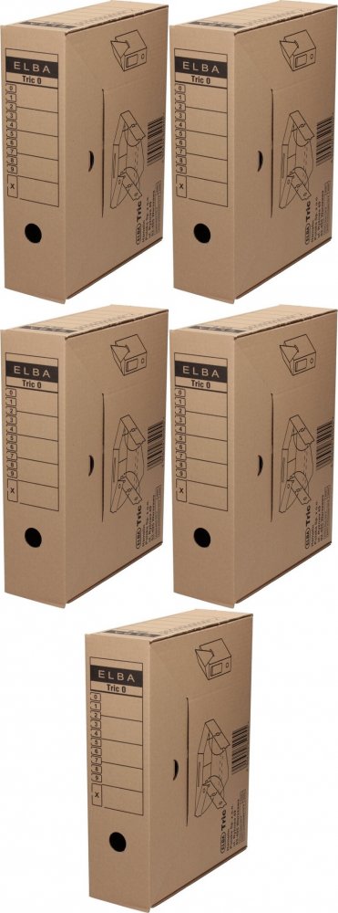 5x Pudło archiwizacyjne Elba Tric 0, A4, 95mm, brązowy