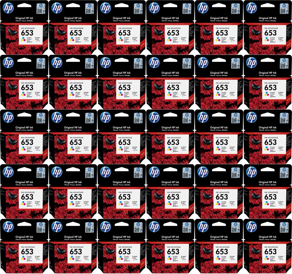 60x Tusz HP 653 (3YM74AE), 200 stron, cyan (błękitny) , yellow (żółty), magenta (purpurowy)