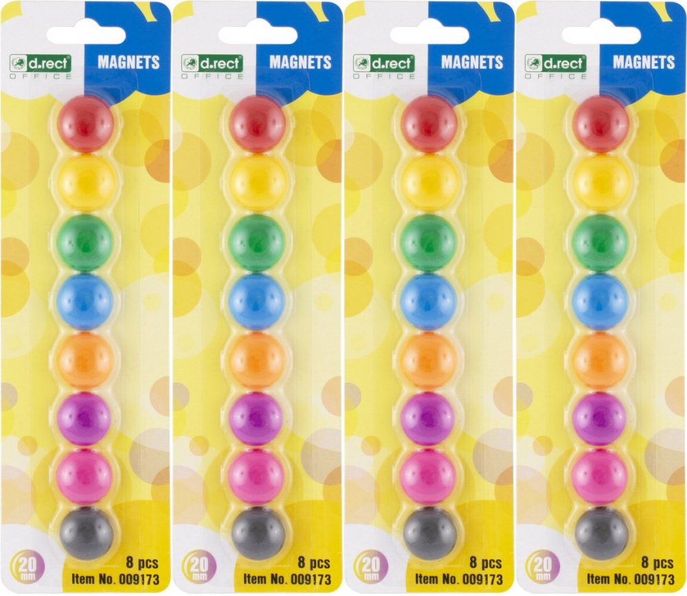 4x Magnesy D.Rect, 20mm, 8 sztuk, mix kolorów
