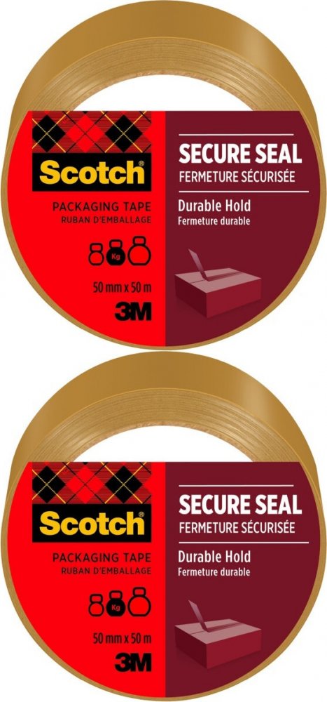 2x Taśma pakowa Scotch Secure Seal, 50mmx50m, brązowy