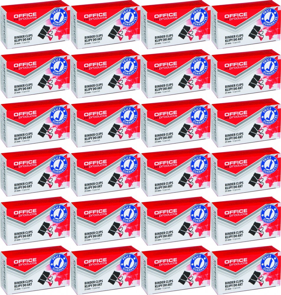 24x Klip biurowy Office Products, 25mm, 12 sztuk, czarny