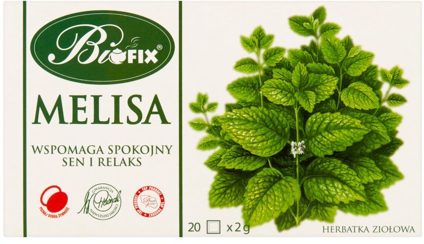 Herbata ziołowa w torebkach Bifix, melisa, 20 sztuk x 2g