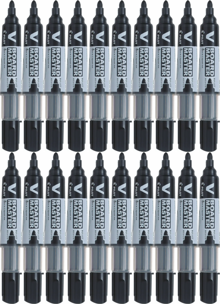 20x Marker suchościeralny Pilot V Board Master, okrągła, 6mm, czarny