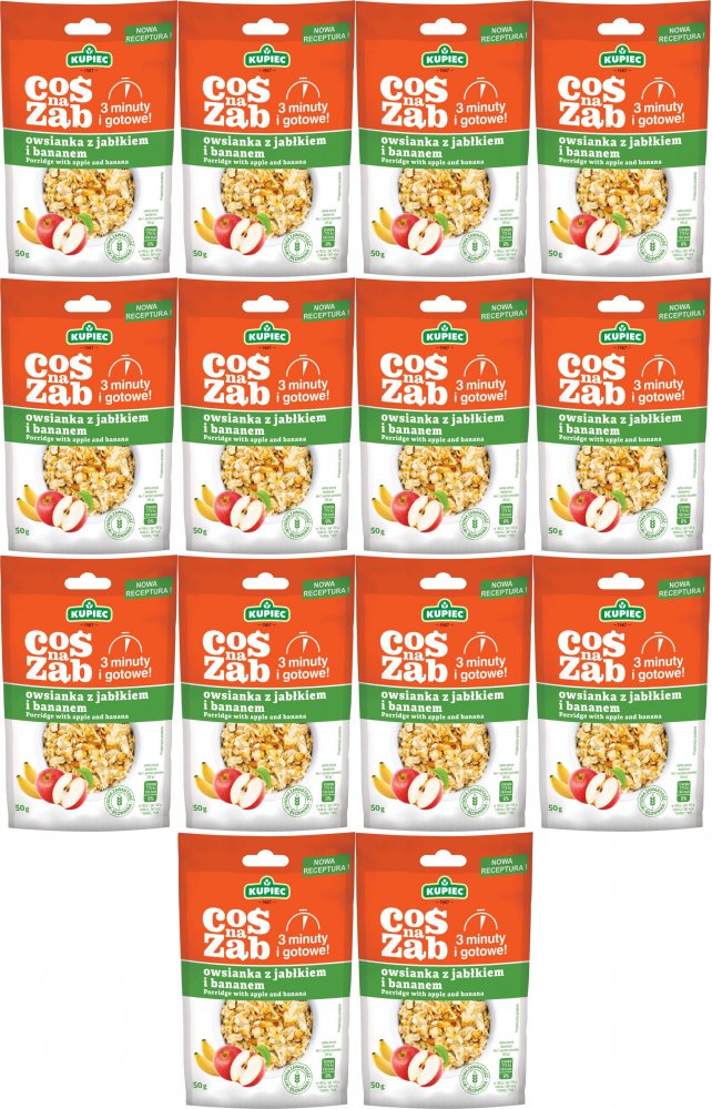 14x Owsianka Kupiec Coś na ząb, jabłko/banan, 50g