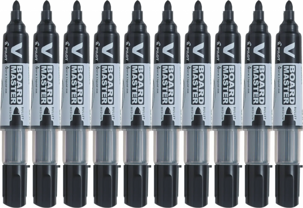 10x Marker suchościeralny Pilot V Board Master, okrągła, 6mm, czarny